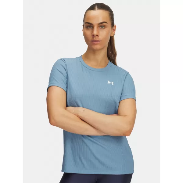  Damen-T-Shirt UNDER ARMOUR TECH RIB SSC 1389852-418 BLAU 