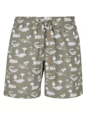 Badeshorts URBAN CLASSICS TB2679 BLASSE OLIVE/WEIß