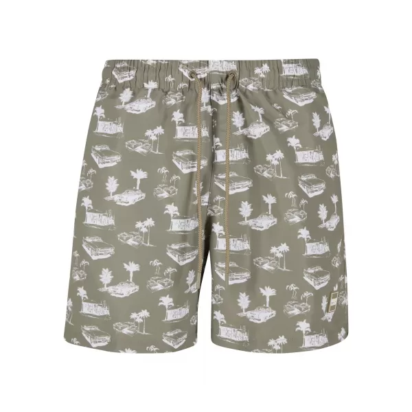  Badeshorts URBAN CLASSICS TB2679 BLASSE OLIVE/WEIß 