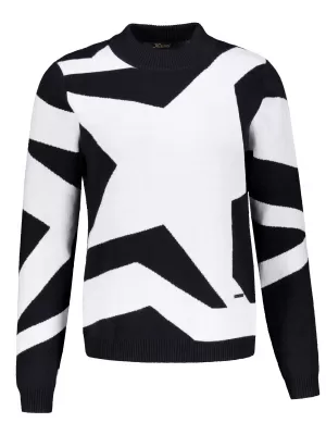 Damenpullover KIXMI VALERIA SCHWARZ/WEIß
