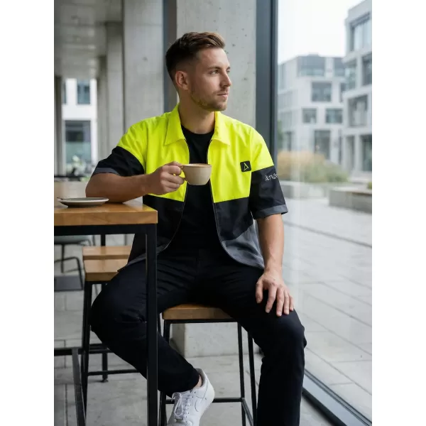  Premium-Herrenhemd ALTISPORT VOJ/ALM051KOS01 NEONGELB/GRAU 