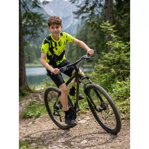  Funktionaler t -Shirt -Prämie von Kindern ALTISPORT VOJ/ALK076TR01 SCHWARZ/FLUO GELB 