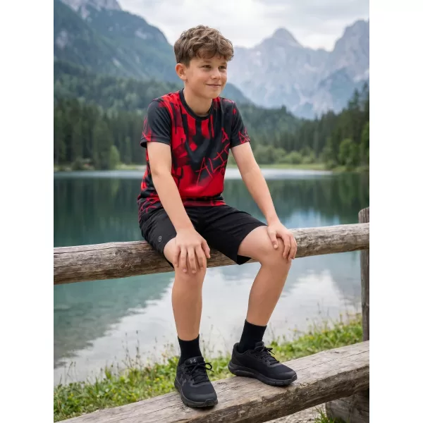  Funktionaler t -Shirt -Prämie von Kindern ALTISPORT VOJ/ALK076TR01 ROT -SCHWARZ 