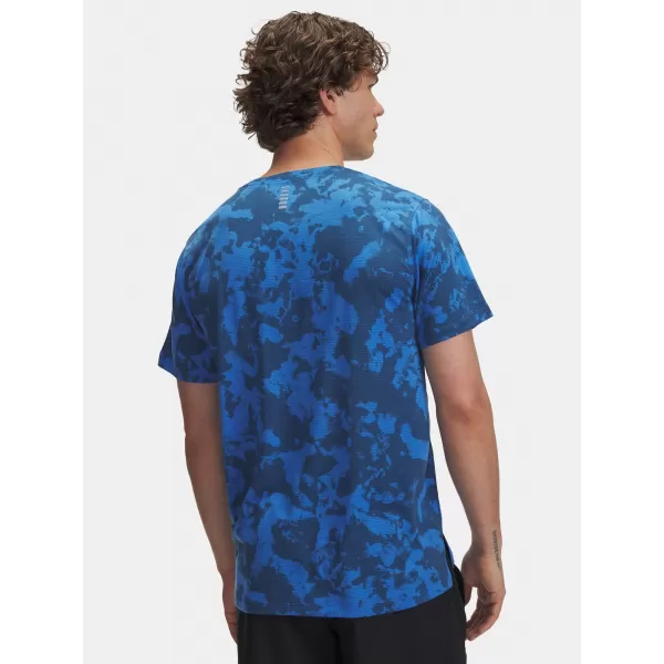  Herren-T-Shirt UNDER ARMOUR UA LAUNCH PRINTED SS BLAU 