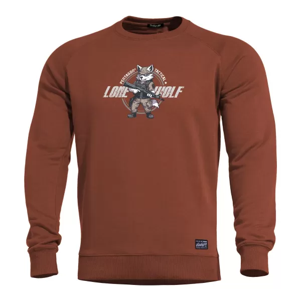  Sweatshirt PENTAGON HAWK SWEATER LONE WOLF K09019 KASTANIENBRAUNES ROT 