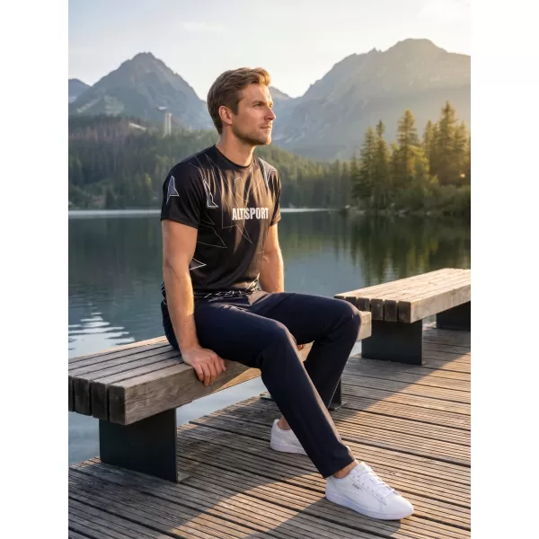  Herren Freizeithemd Premium ALTISPORT VOJ/ALM123TR06 SCHWARZ UND WEIß 