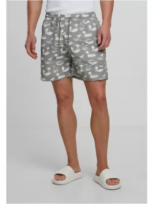 Badeshorts URBAN CLASSICS TB2679 BLASSE OLIVE/WEIß