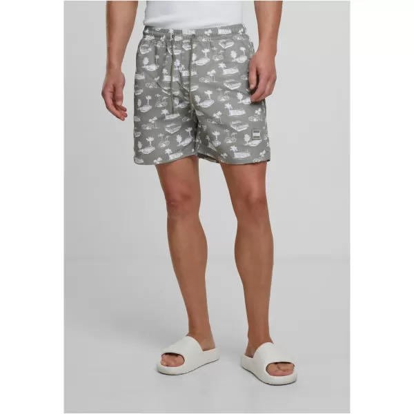  Badeshorts URBAN CLASSICS TB2679 BLASSE OLIVE/WEIß 