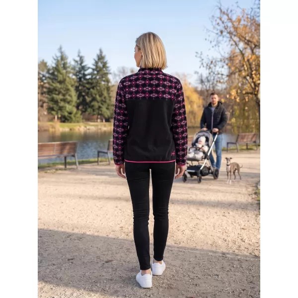  Fleece-Sweatshirt für Damen ALTISPORT GEMMY SCHWARZ/ROSA 