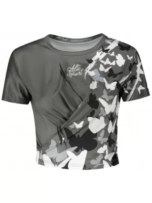 Funktionelles Premium-Crop-Top für Damen ALTISPORT VOJ/ALW022TR07 GRAU