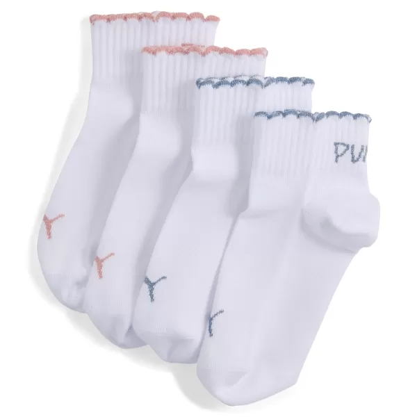  Socken PUMA GIRLS SCALLOP EDGE QUAR 94723501 WEIß/ROSA 