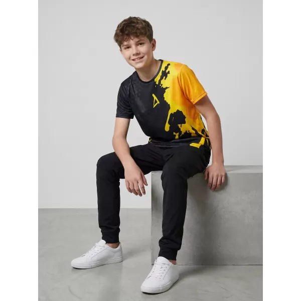  Funktionaler t -Shirt -Prämie von Kindern ALTISPORT VOJ/ALM112TR01 SCHWARZFLUO ORANGE 