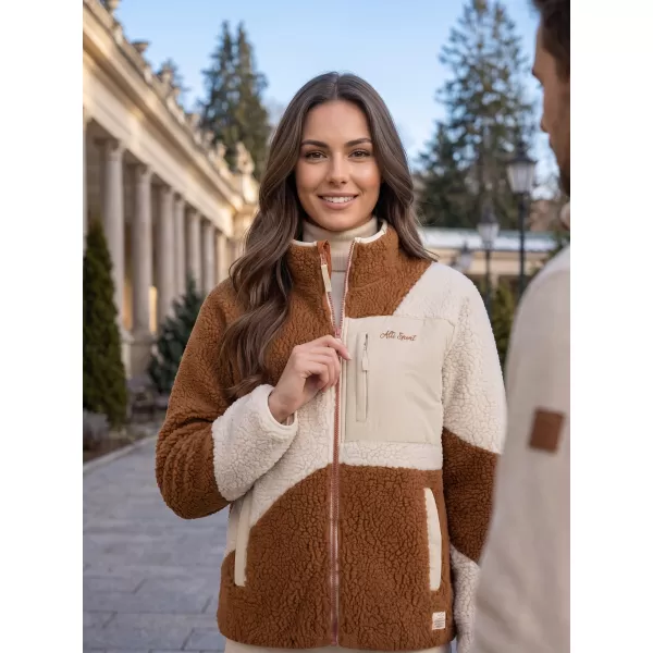  Fleece-Sweatshirt für Damen ALTISPORT GERI BEIGE/BRAUN 