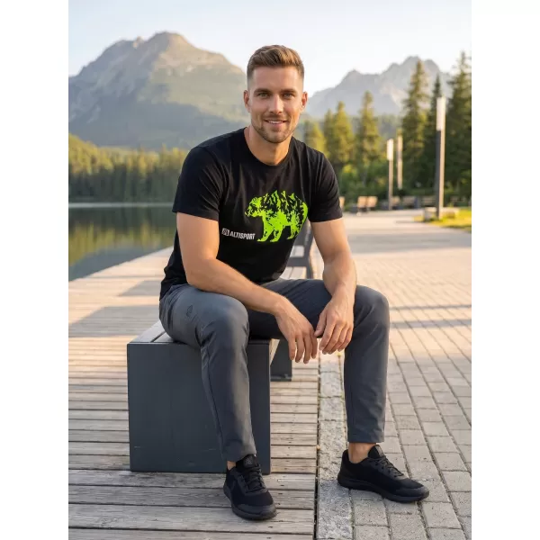  Herren t -Shirt mit kurzen Ärmeln ALTISPORT ALM193129 SCHWARZ -GREEN 