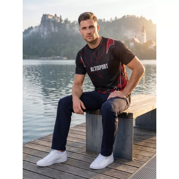  Herren Freizeithemd Premium ALTISPORT VOJ/ALM123TR06 SCHWARZ-ROT 