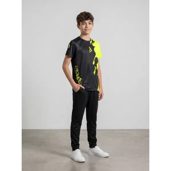  Funktionaler t -Shirt -Prämie von Kindern ALTISPORT VOJ/ALM112TR01 SCHWARZFLUO GELB 