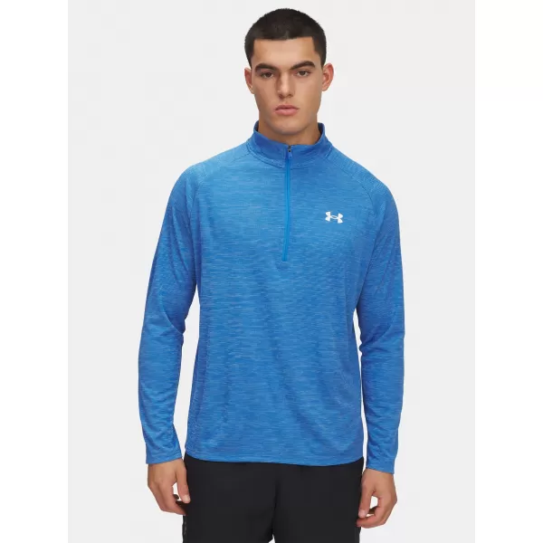  Herren-T-Shirt UNDER ARMOUR UA TECH TEXTURED 1/2 ZIP 1382797-402 BLAU 