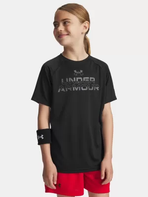 T-Shirt für Jungen UNDER ARMOUR UA TECH SPLIT WORDMARK SS 1383010-003 SCHWARZ