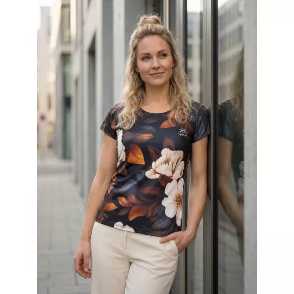  Damen Freizeitshirt Premium ALTISPORT VOJ/ALW097TR06 WEIß/ORANGE/BLUMEN 