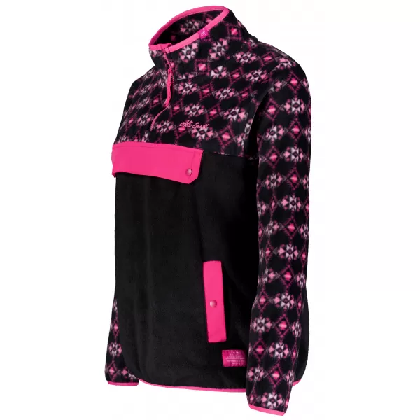  Fleece-Sweatshirt für Damen ALTISPORT GEMMY SCHWARZ/ROSA 