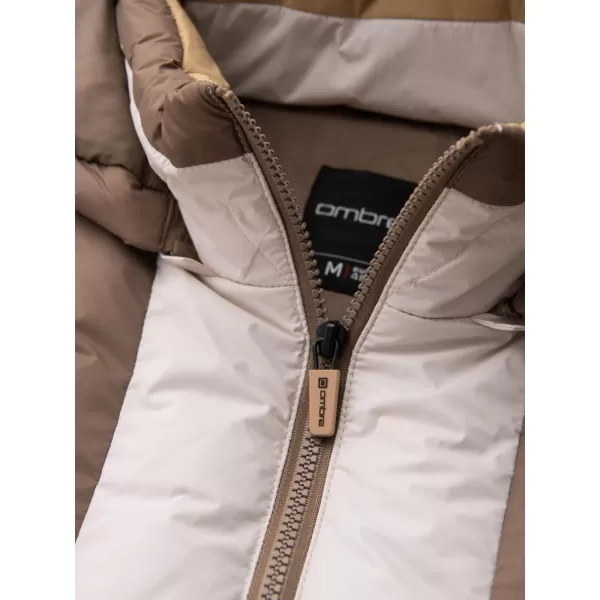  Jacke OMBRE OM-JALP-0296 BEIGE UND WEIß 
