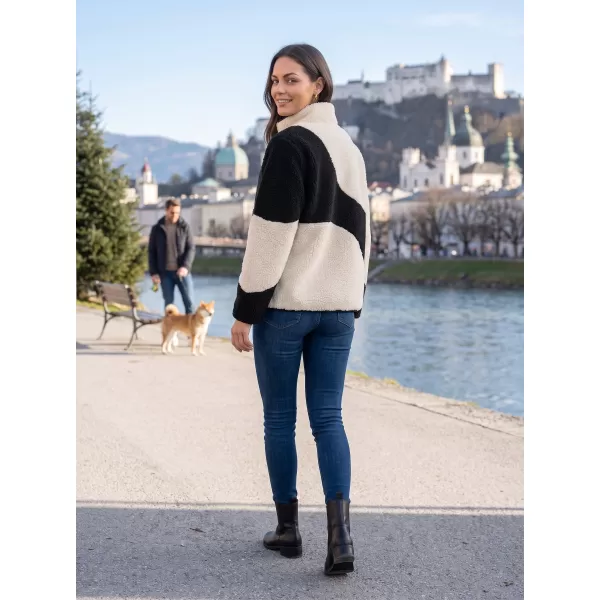  Fleece-Sweatshirt für Damen ALTISPORT GERI SCHWARZ/BEIGE 