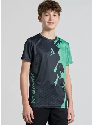 Funktionaler t -Shirt -Prämie von Kindern ALTISPORT VOJ/ALM112TR01 SCHWARZ-TYRKYS