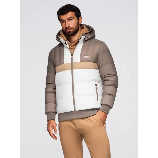  Jacke OMBRE OM-JALP-0296 BEIGE UND WEIß 