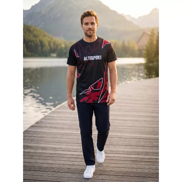 Herren Freizeithemd Premium ALTISPORT VOJ/ALM123TR06 SCHWARZ-ROT 