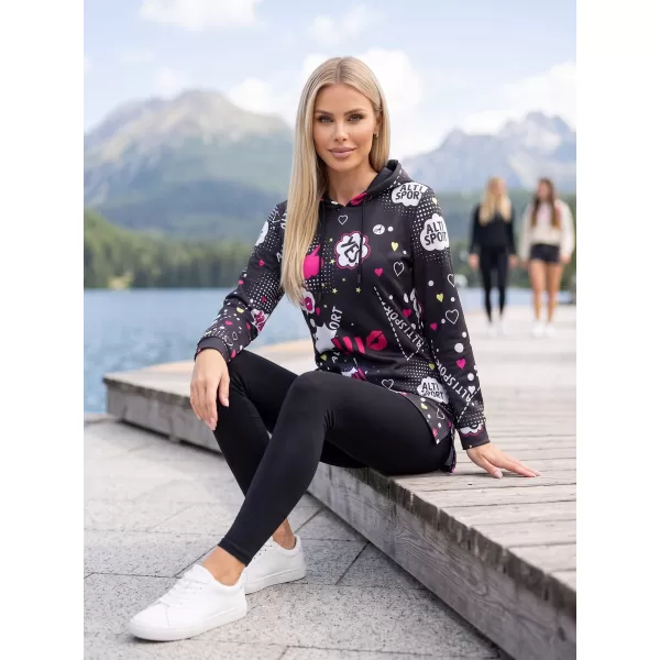  Damen-Sweatshirt ALTISPORT GITA SCHWARZ/ROSA 