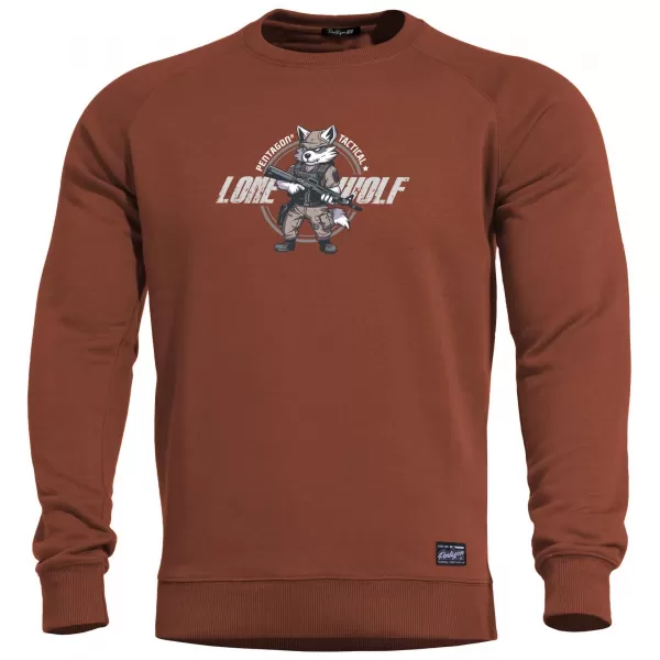  Sweatshirt PENTAGON HAWK SWEATER LONE WOLF K09019 KASTANIENBRAUNES ROT 