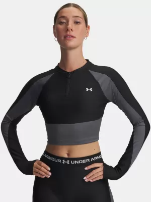 Damen-T-Shirt UNDER ARMOUR UA HG RIB 1/4 ZIP 6003981-004 SCHWARZ