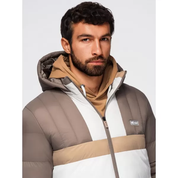  Jacke OMBRE OM-JALP-0296 BEIGE UND WEIß 