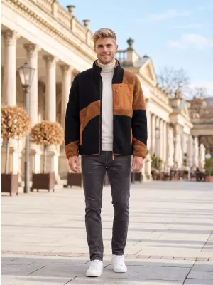 Fleece-Sweatshirt für Herren ALTISPORT GANAN SCHWARZ/BRAUN