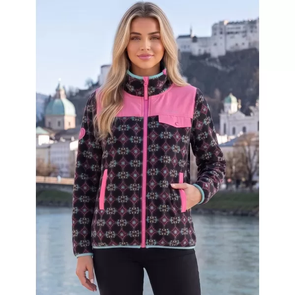  Fleece-Sweatshirt für Damen ALTISPORT GENESIS SCHWARZ/HELLBEIGE 