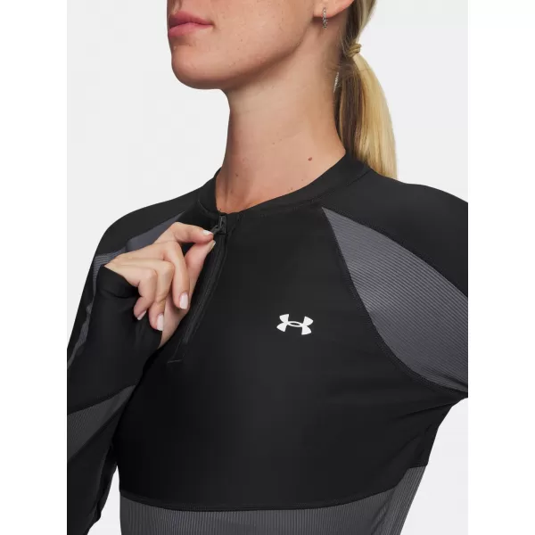 Damen-T-Shirt UNDER ARMOUR UA HG RIB 1/4 ZIP 6003981-004 SCHWARZ 