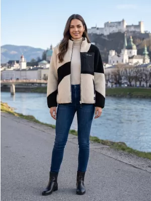 Fleece-Sweatshirt für Damen ALTISPORT GERI SCHWARZ/BEIGE
