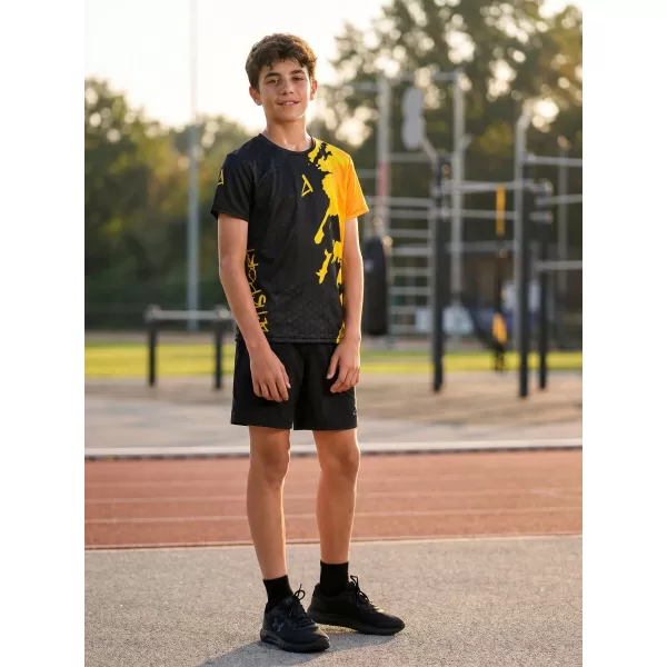  Funktionaler t -Shirt -Prämie von Kindern ALTISPORT VOJ/ALM112TR01 SCHWARZFLUO ORANGE 