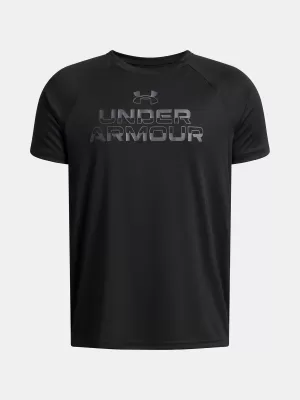 T-Shirt für Jungen UNDER ARMOUR UA TECH SPLIT WORDMARK SS 1383010-003 SCHWARZ