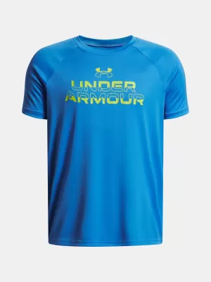 T-Shirt für Jungen UNDER ARMOUR UA TECH SPLIT WORDMARK SS 1383010-402 BLAU