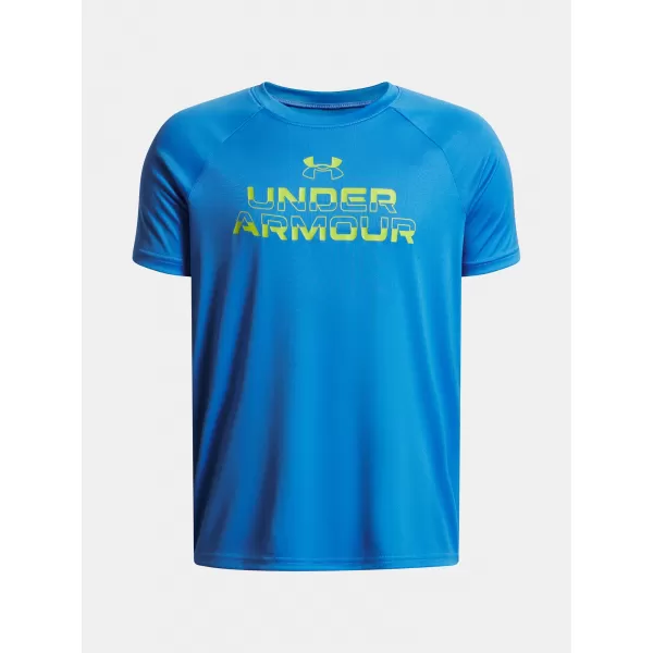  T-Shirt für Jungen UNDER ARMOUR UA TECH SPLIT WORDMARK SS 1383010-402 BLAU 