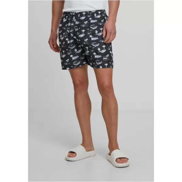  Badeshorts URBAN CLASSICS TB2679 SCHWARZ/WEIß 