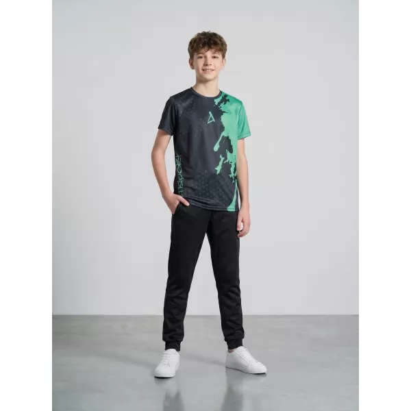  Funktionaler t -Shirt -Prämie von Kindern ALTISPORT VOJ/ALM112TR01 SCHWARZ-TYRKYS 
