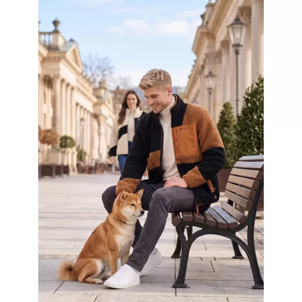  Fleece-Sweatshirt für Herren ALTISPORT GANAN SCHWARZ/BRAUN 