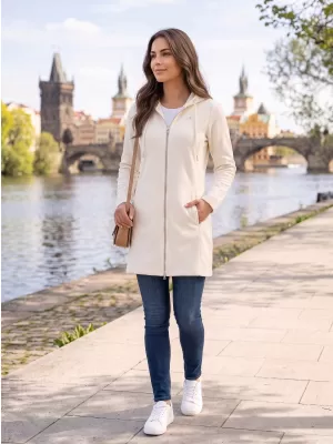 Premium-Fleece-Sweatshirt für Damen ALTISPORT LIALA BÍLÁ/KRÉMOVÁ WEIß