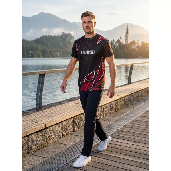  Herren Freizeithemd Premium ALTISPORT VOJ/ALM123TR06 SCHWARZ-ROT 