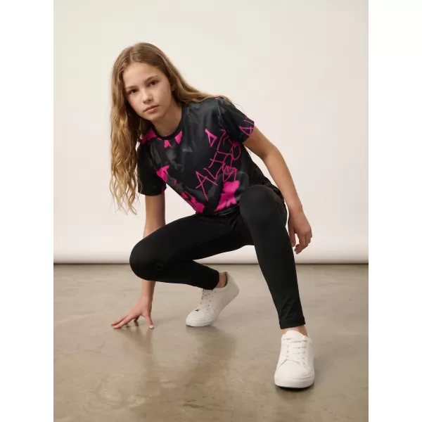  Funktionaler t -Shirt -Prämie von Kindern ALTISPORT VOJ/ALK076TR01 SCHWARZ/FLUO PINK 