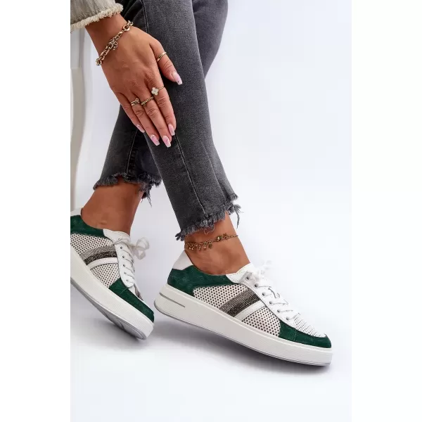  Damen-Sneaker D&A LR110 WEIß/GRÜN 