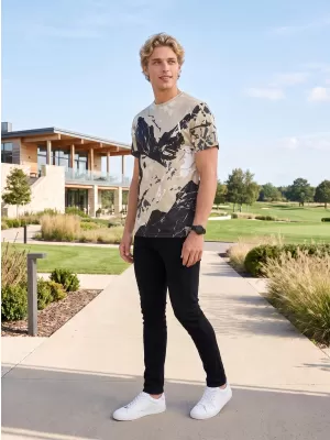 Premium-T-Shirt für Herren ALTISPORT VOJ/ALM131TR01 BEIGE/SCHWARZ