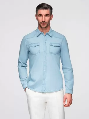 Herrenhemd OMBRE OM-SHDS-0210 HELLBLAU